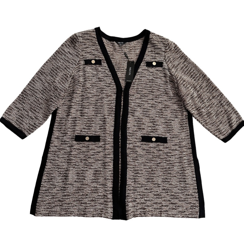 Misook Longline Textured Knit Jacket 2X